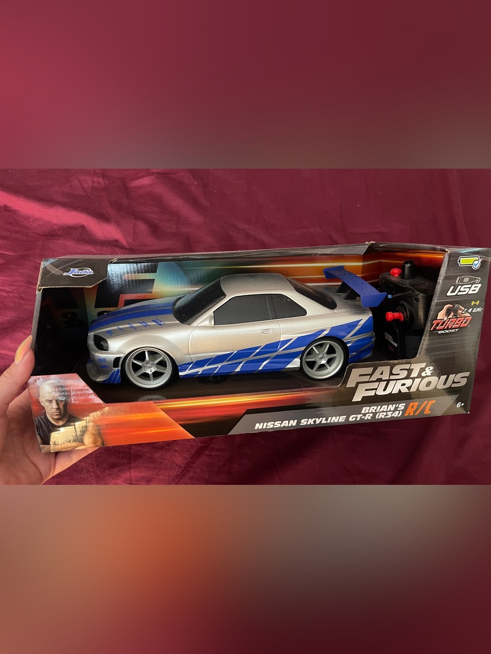 Ada Silver & Blue Fast & Furious Nissan Skyline GT-R RC Toy Car